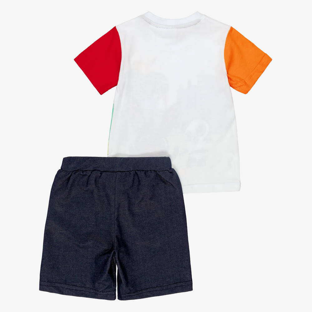 iDO Baby-طقم شورت وتيشيرت قطن لون أبيض وكحلي للأولاد | Childrensalon Outlet