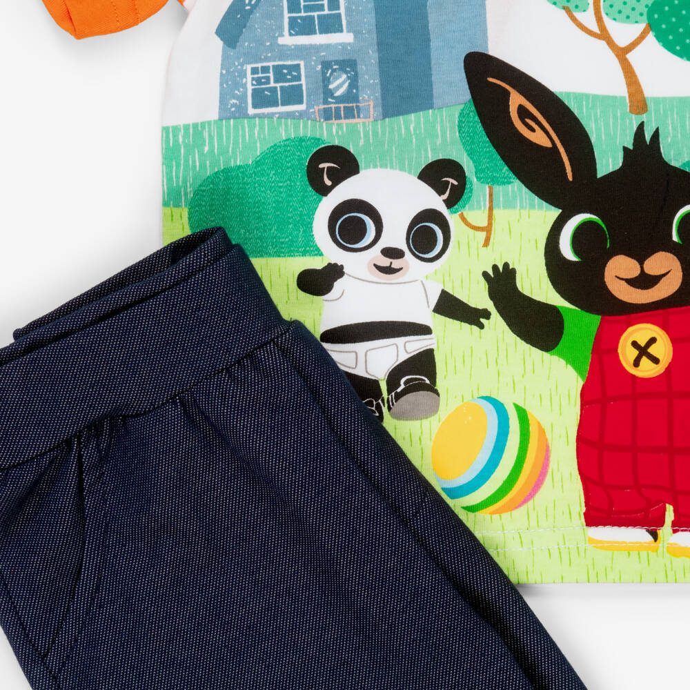 iDO Baby-طقم شورت وتيشيرت قطن لون أبيض وكحلي للأولاد | Childrensalon Outlet