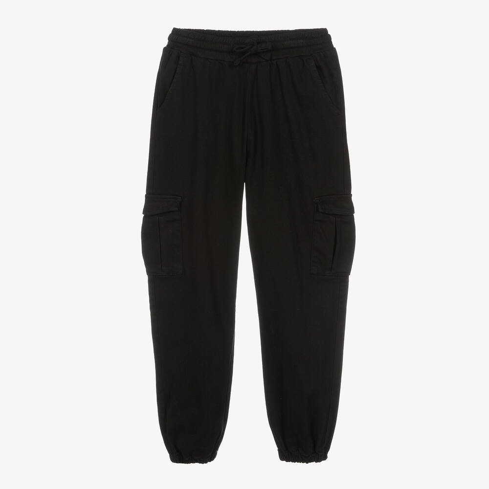 iDO Junior - Black Cotton Cargo Joggers | Childrensalon