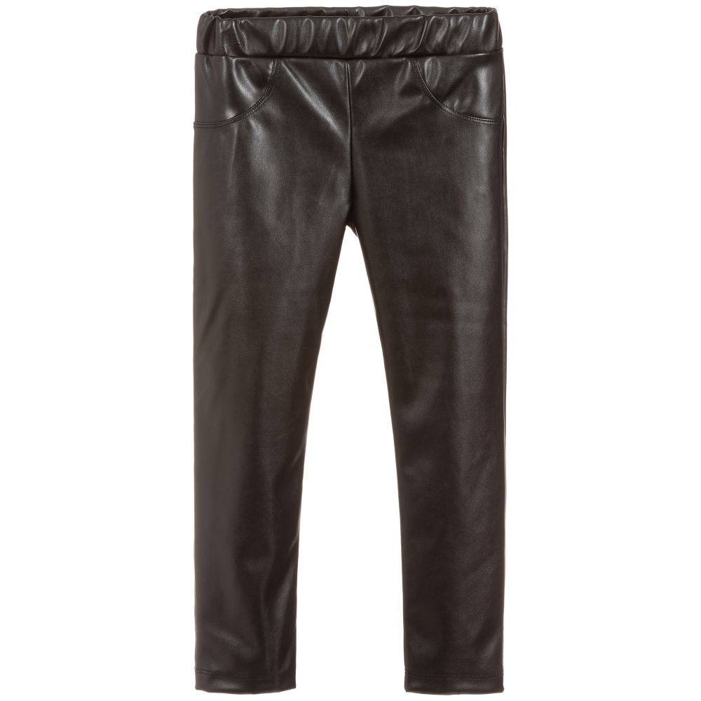 iDO Black Faux Leather Leggings Childrensalon Outlet