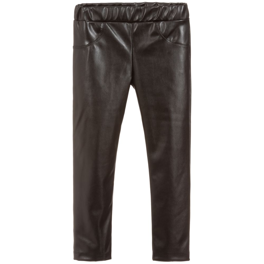 iDO Junior - Black Faux Leather Leggings | Childrensalon