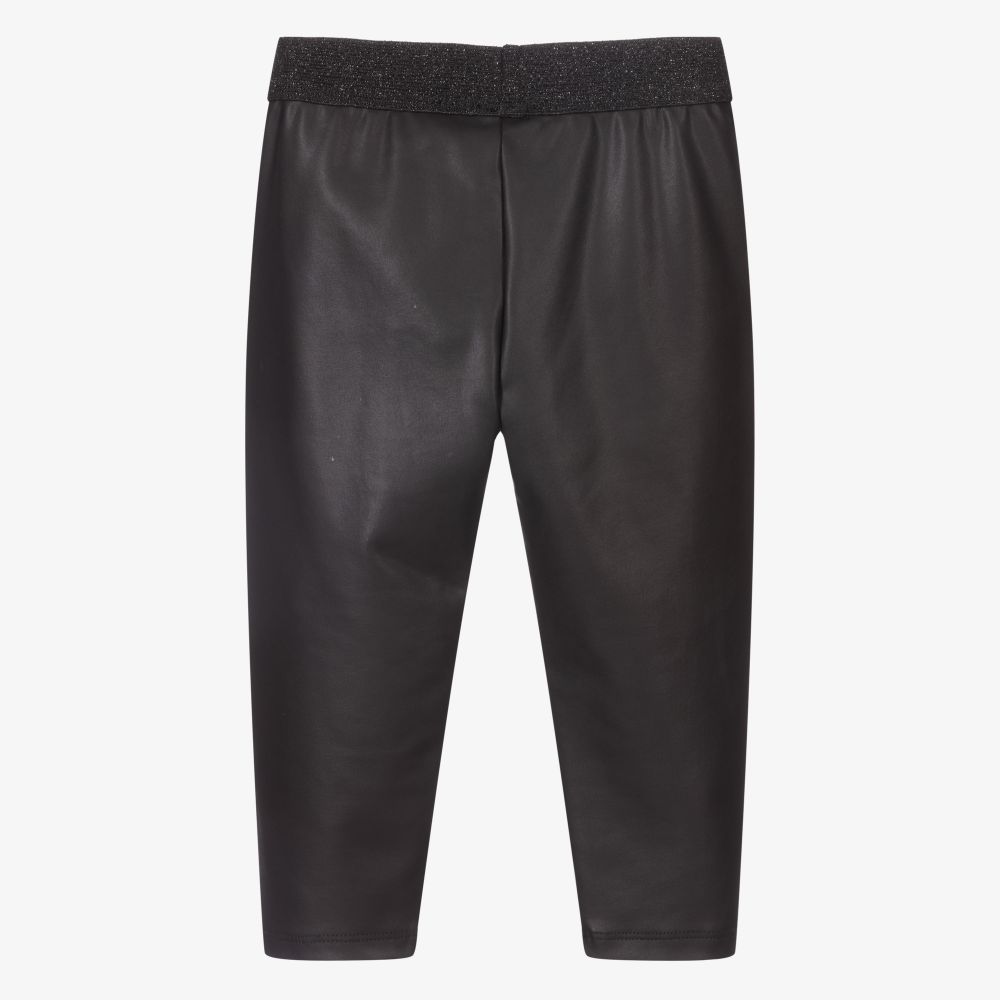 آي دو Baby-ليغنغز جلد صناعي لون أسود للبنات | Childrensalon Outlet