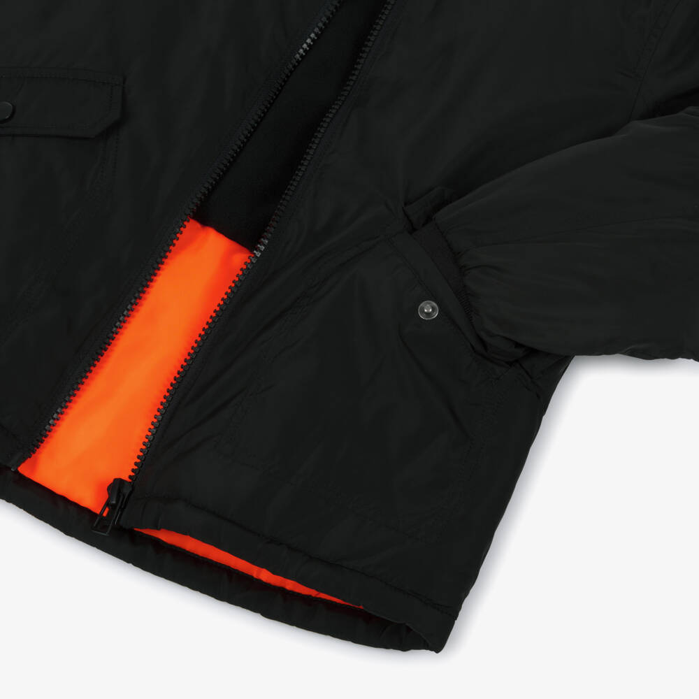 iDO-Black Hooded Long Coat | Childrensalon Outlet