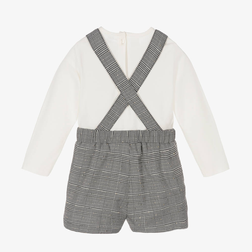 آي دو Baby-طقم شورت قطن جيرسي كاروهات لون أسود وعاجي | Childrensalon Outlet