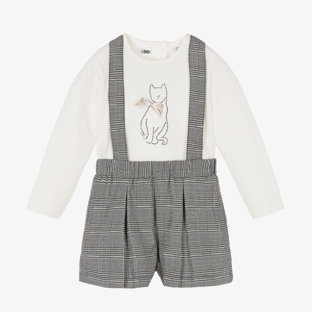 iDO Baby - Karo-Shorts-Set in Schwarz und Elfenbein | Childrensalon