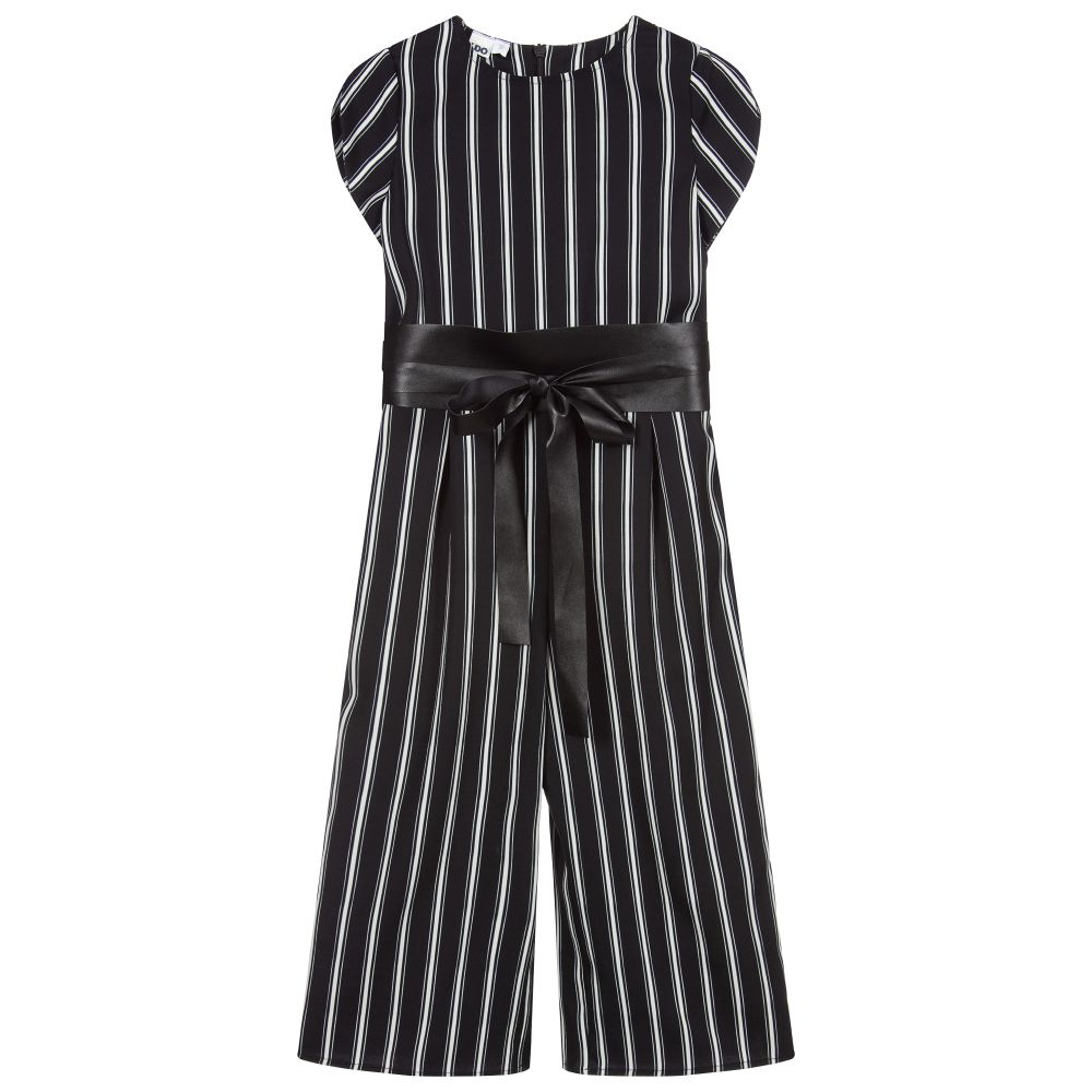 iDO Junior - Black & Ivory Striped Jumpsuit | Childrensalon
