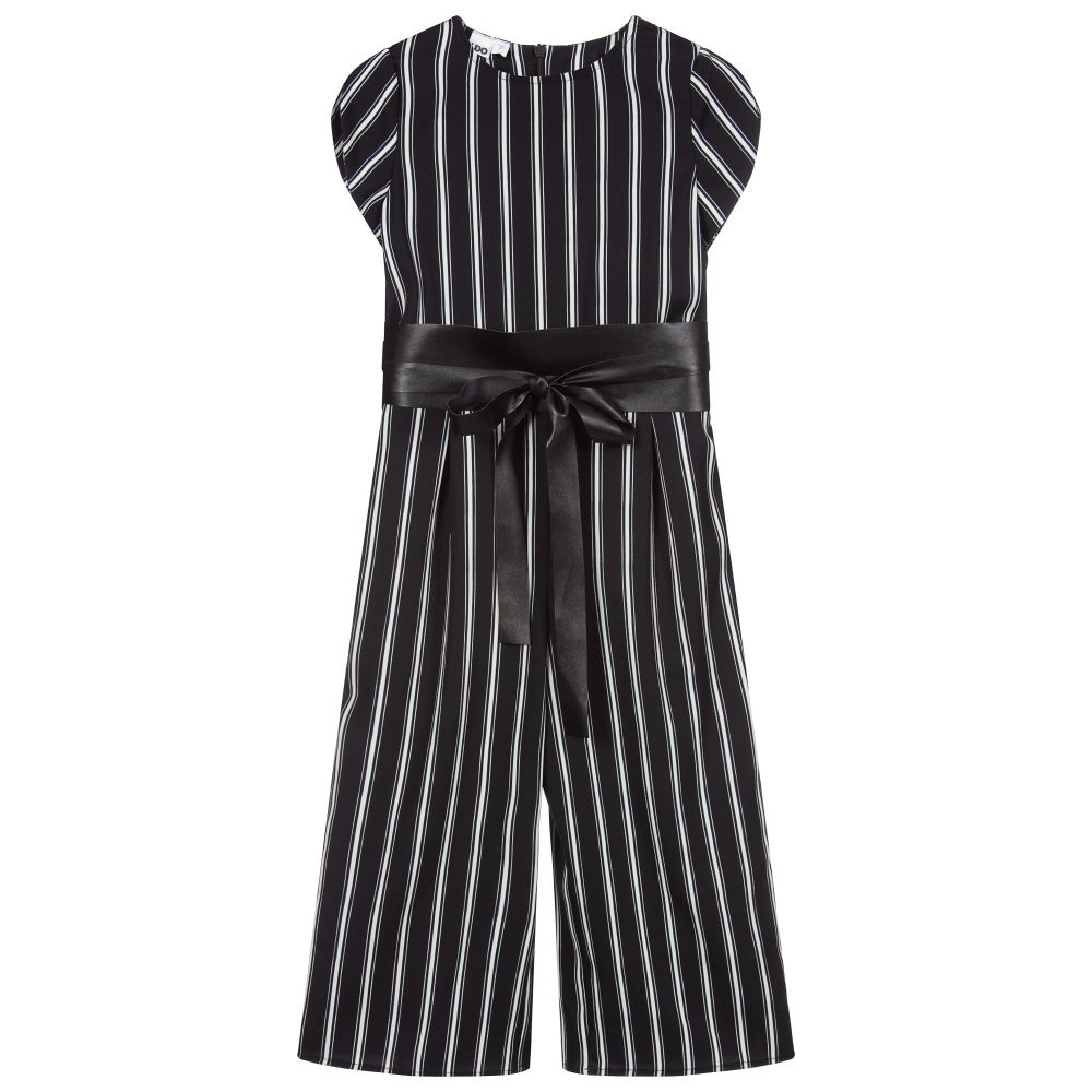 iDO Junior - Gestreifter Jumpsuit in Schwarz und Elfenbein | Childrensalon