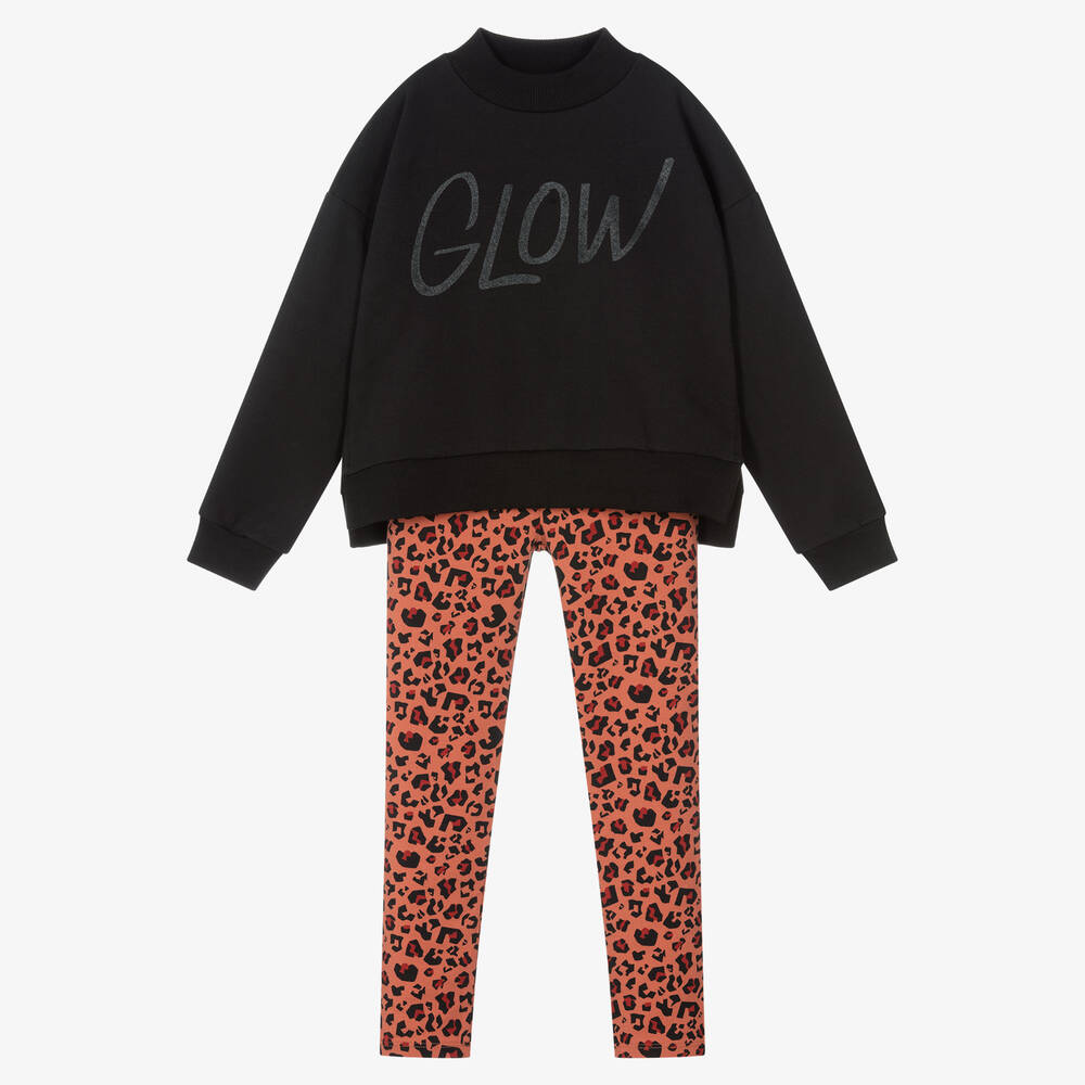 iDO Junior-Black & Orange Leggings Set | Childrensalon Outlet