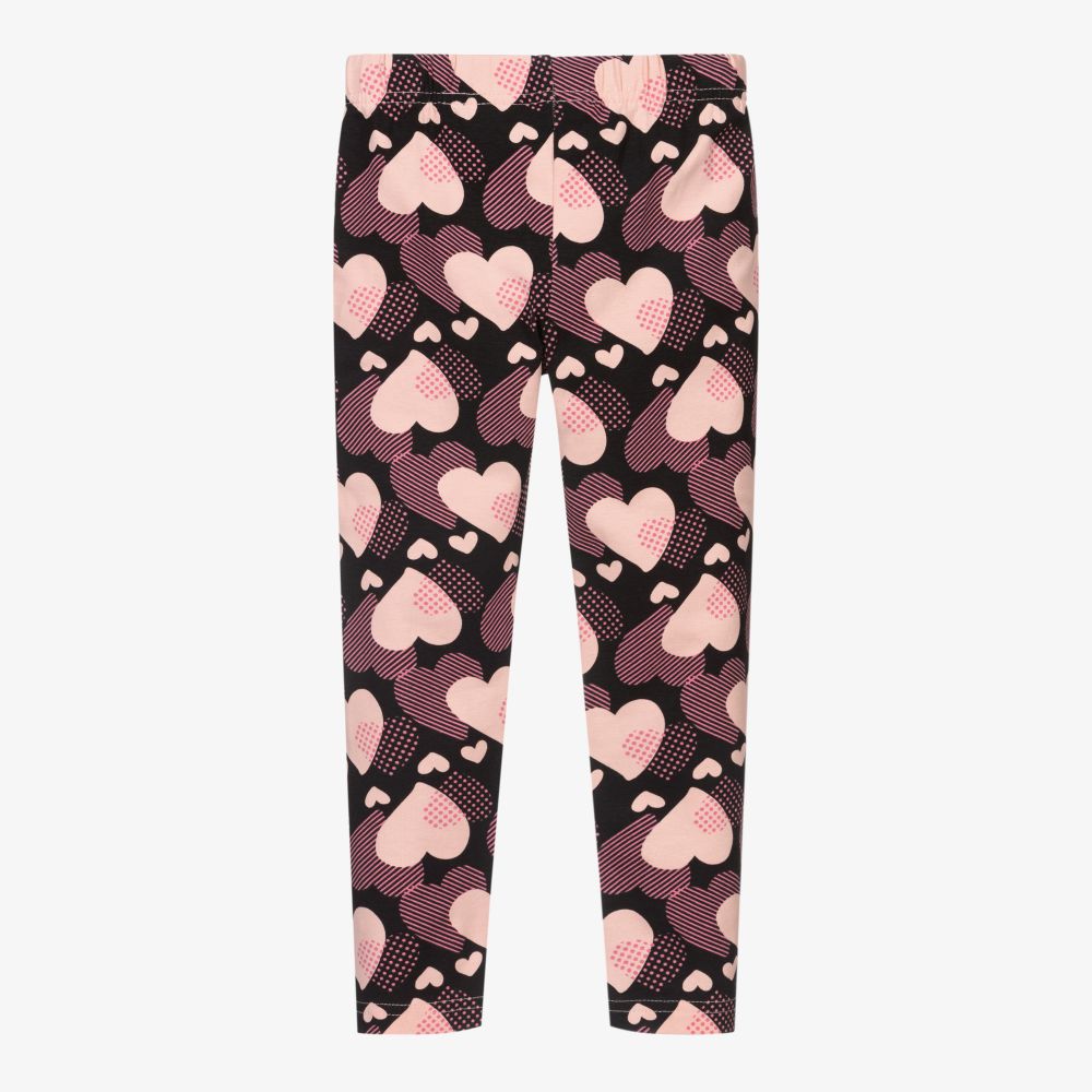 iDO Малыши-Черные легинсы с розовыми сердечками | Childrensalon Outlet