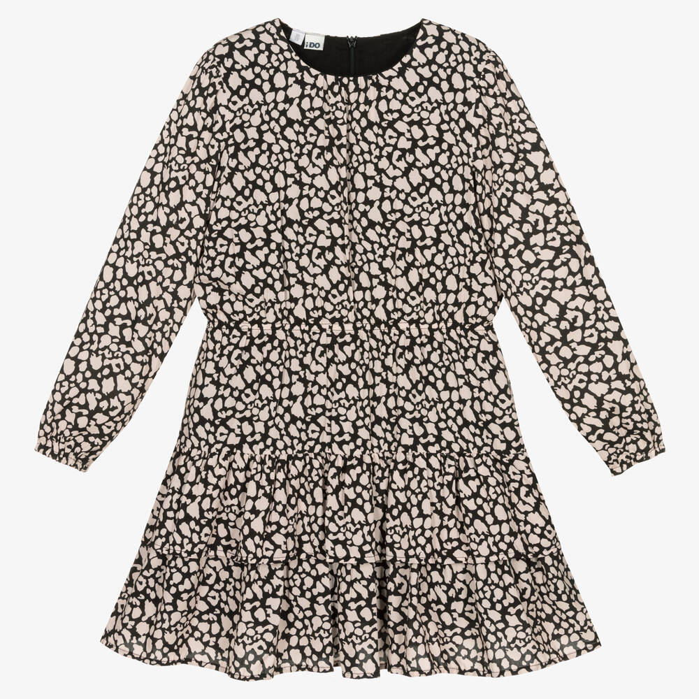 iDO Junior - Черно-розовое платье с леопардовым принтом | Childrensalon