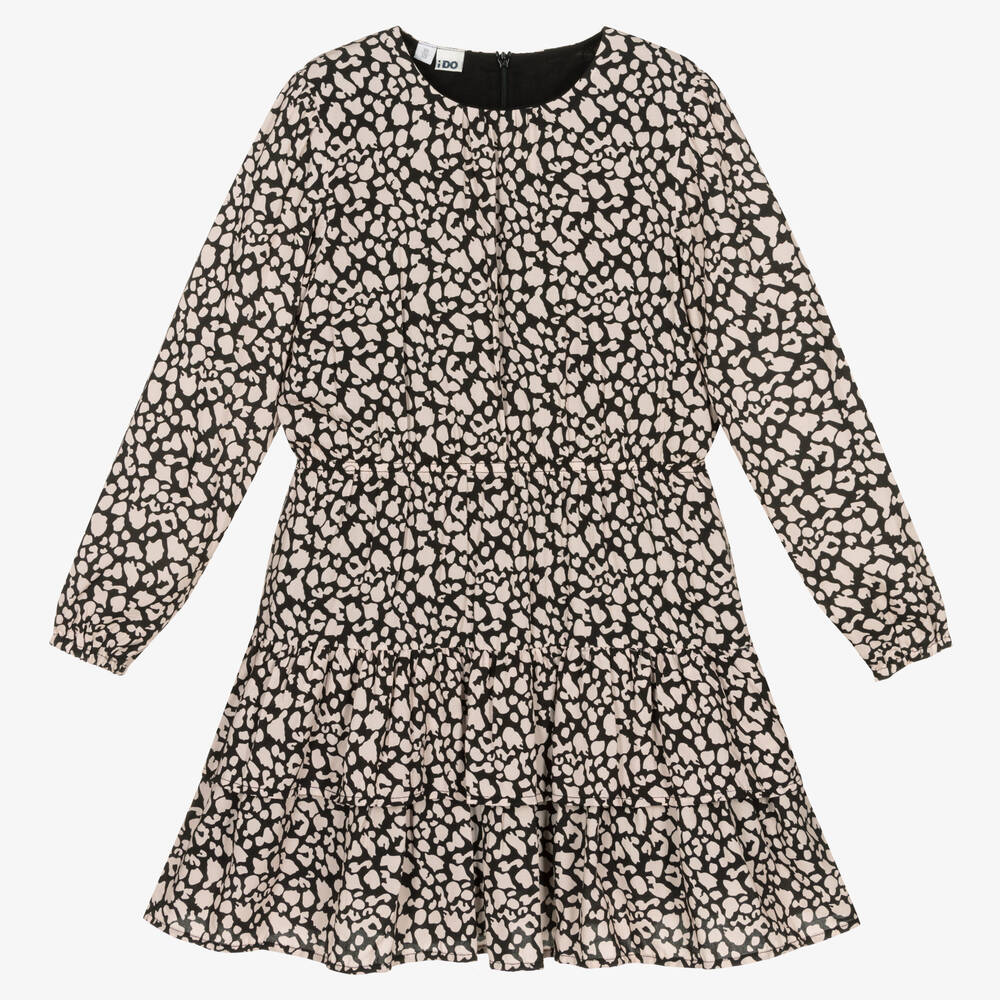 iDO Junior - Black & Pink Leopard Dress | Childrensalon