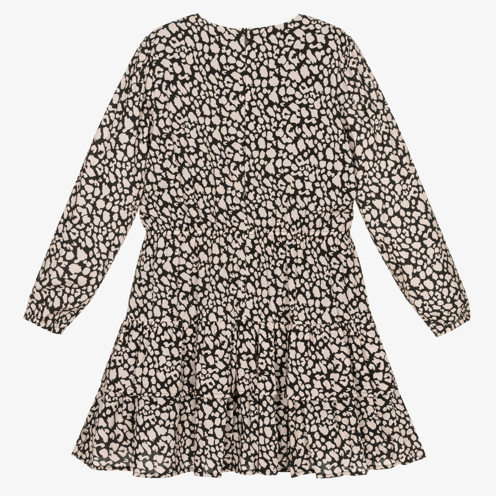 iDO Junior-Black & Pink Leopard Dress | Childrensalon Outlet