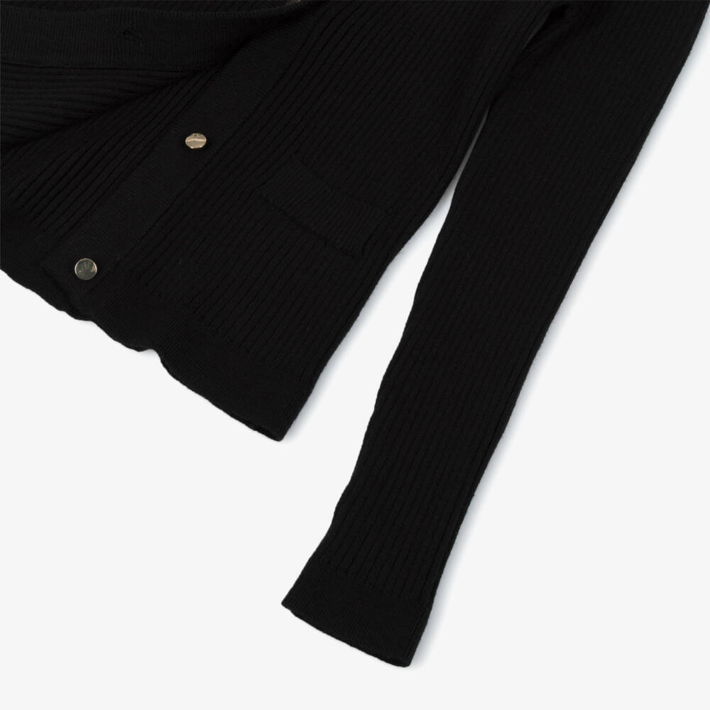 iDO-Black Ribbed Trouser Set | Childrensalon Outlet
