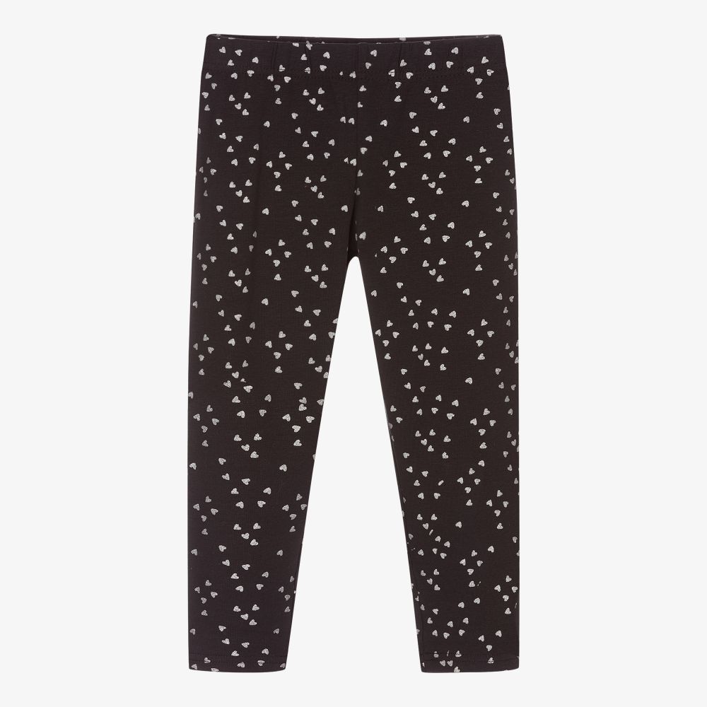 iDO Baby - Black & Silver Heart Leggings | Childrensalon