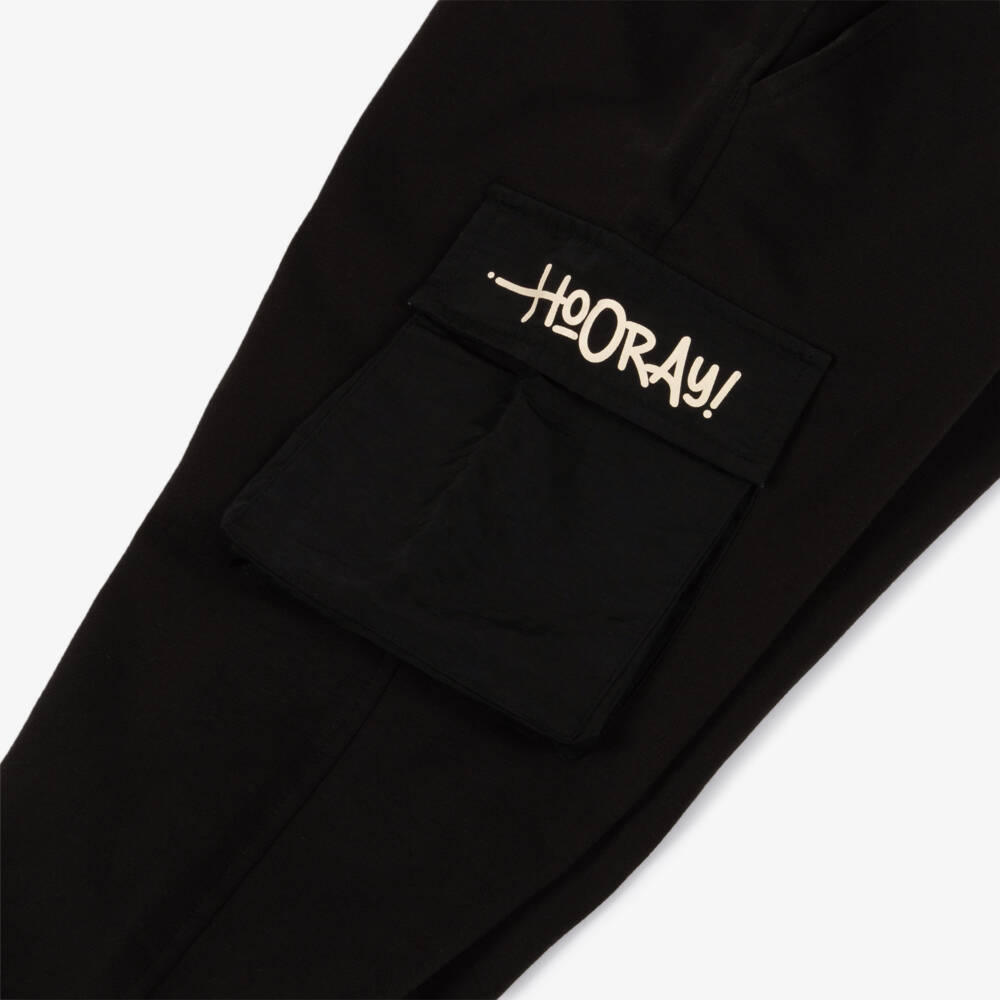iDO-Black Slogan Pocket Joggers | Childrensalon Outlet