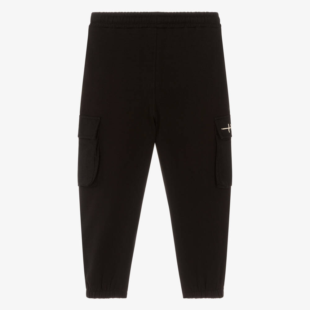 iDO-Black Slogan Pocket Joggers | Childrensalon Outlet