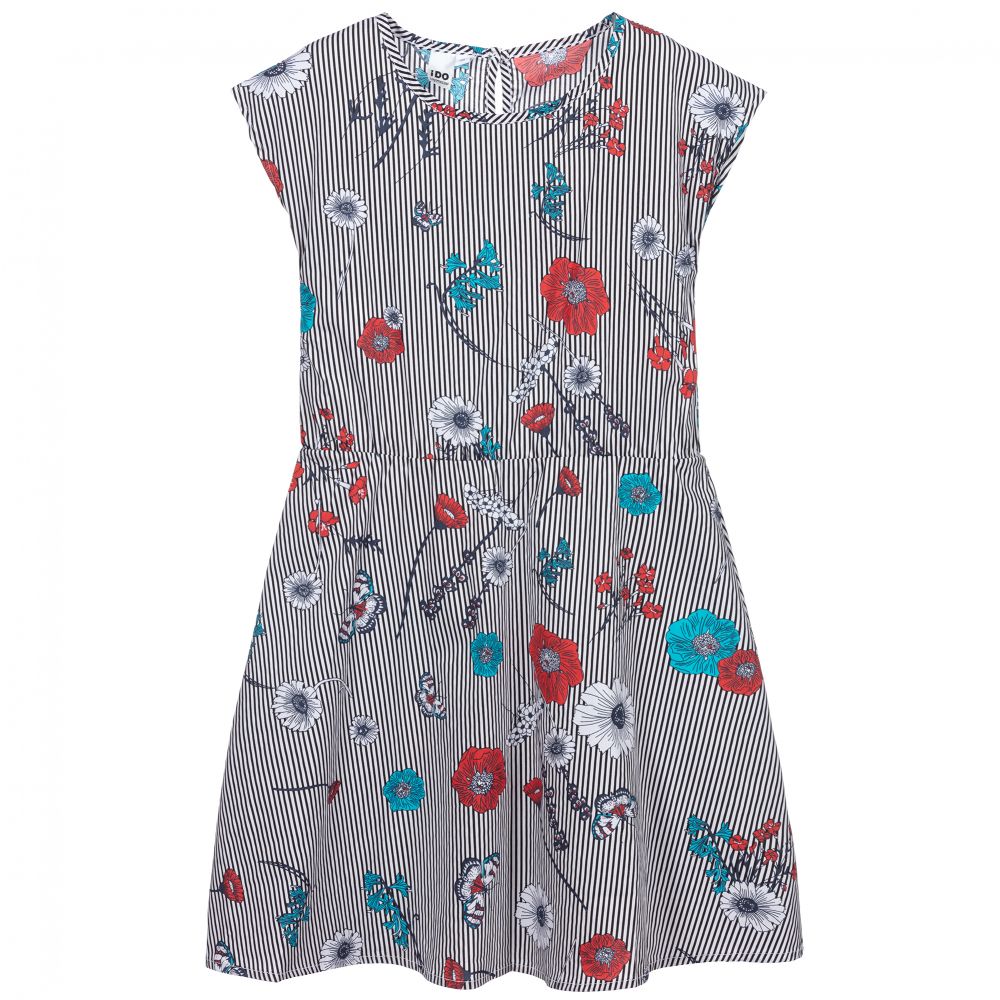 iDO Junior-Black Striped Cotton Dress | Childrensalon Outlet