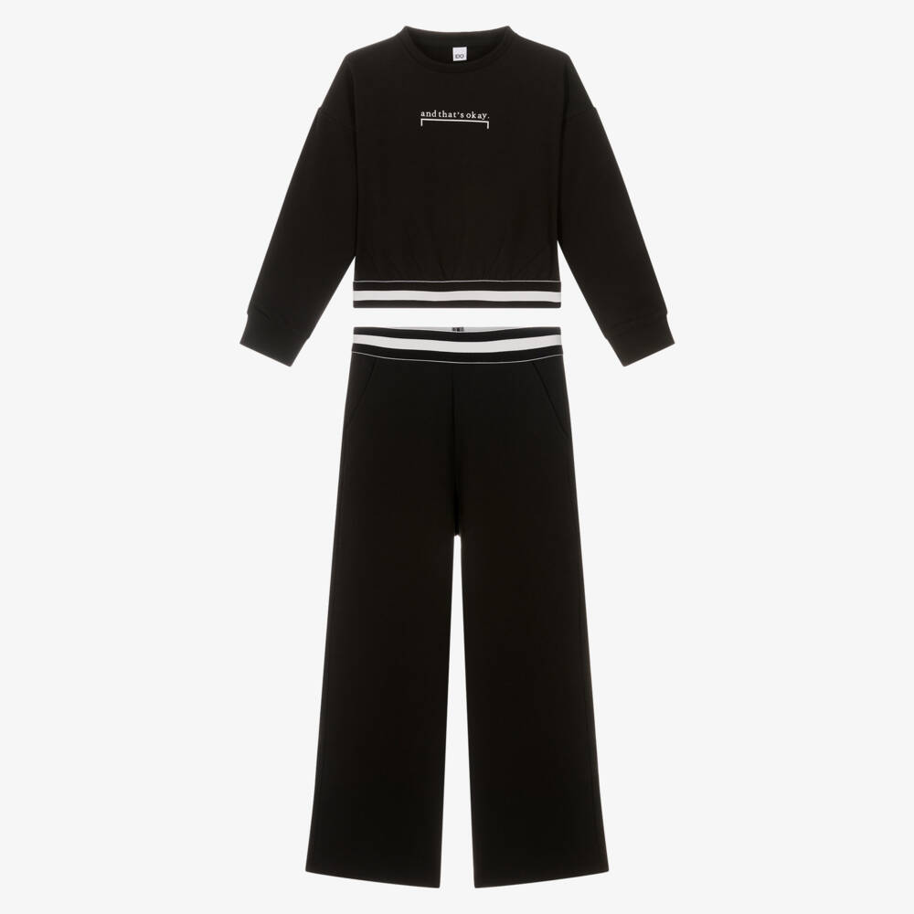 iDO-Black Text Graphic Tracksuit | Childrensalon Outlet