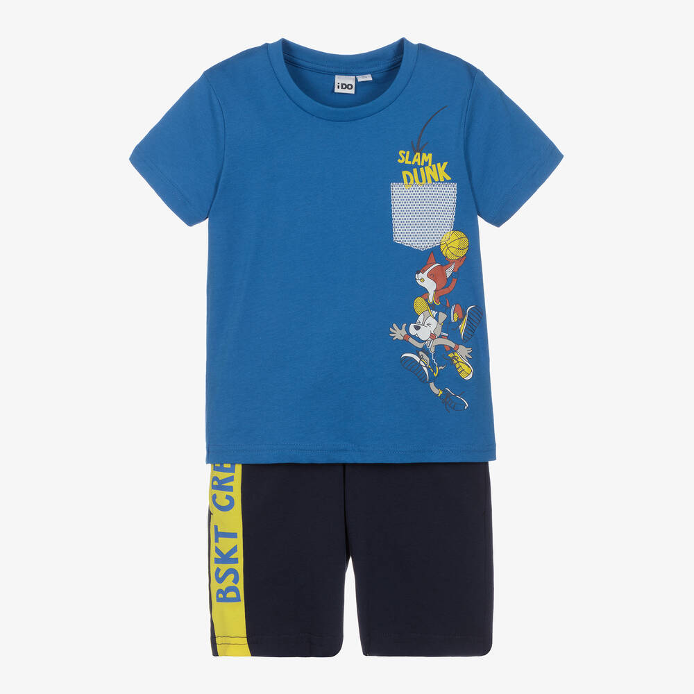 iDO Baby - Синяя футболка с мячом и шорты из хлопка | Childrensalon