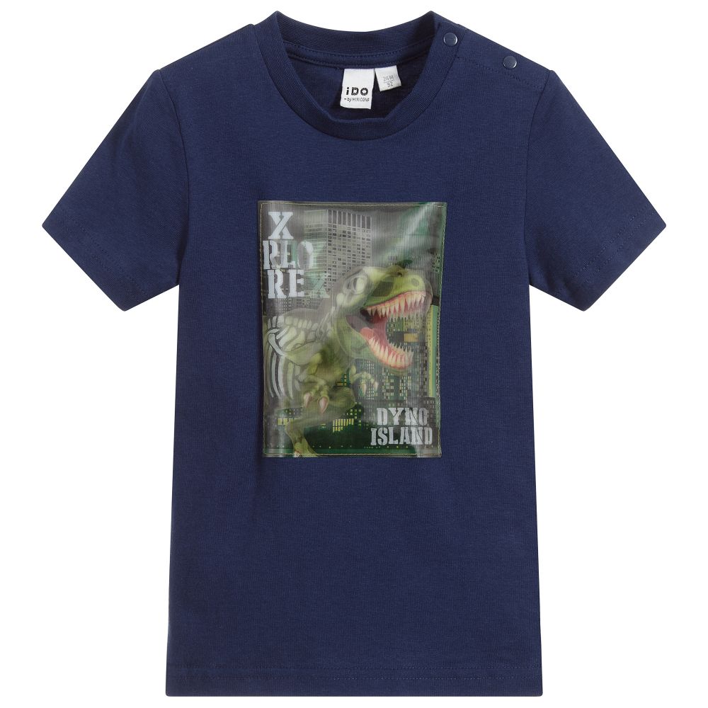 iDO Baby - Blue Cotton Dinosaur T-Shirt | Childrensalon