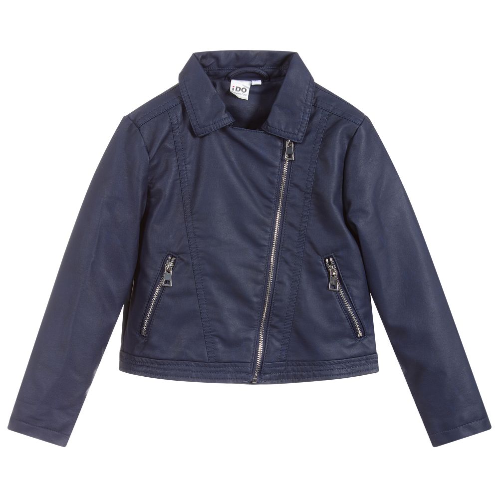 iDO Baby - Blue Faux Leather Jacket | Childrensalon