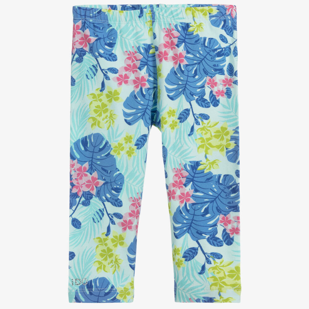 iDO Baby-Blue Floral Leggings | Childrensalon Outlet