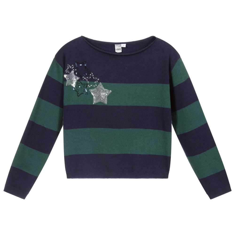 iDO Junior - Blue & Green Sweater | Childrensalon
