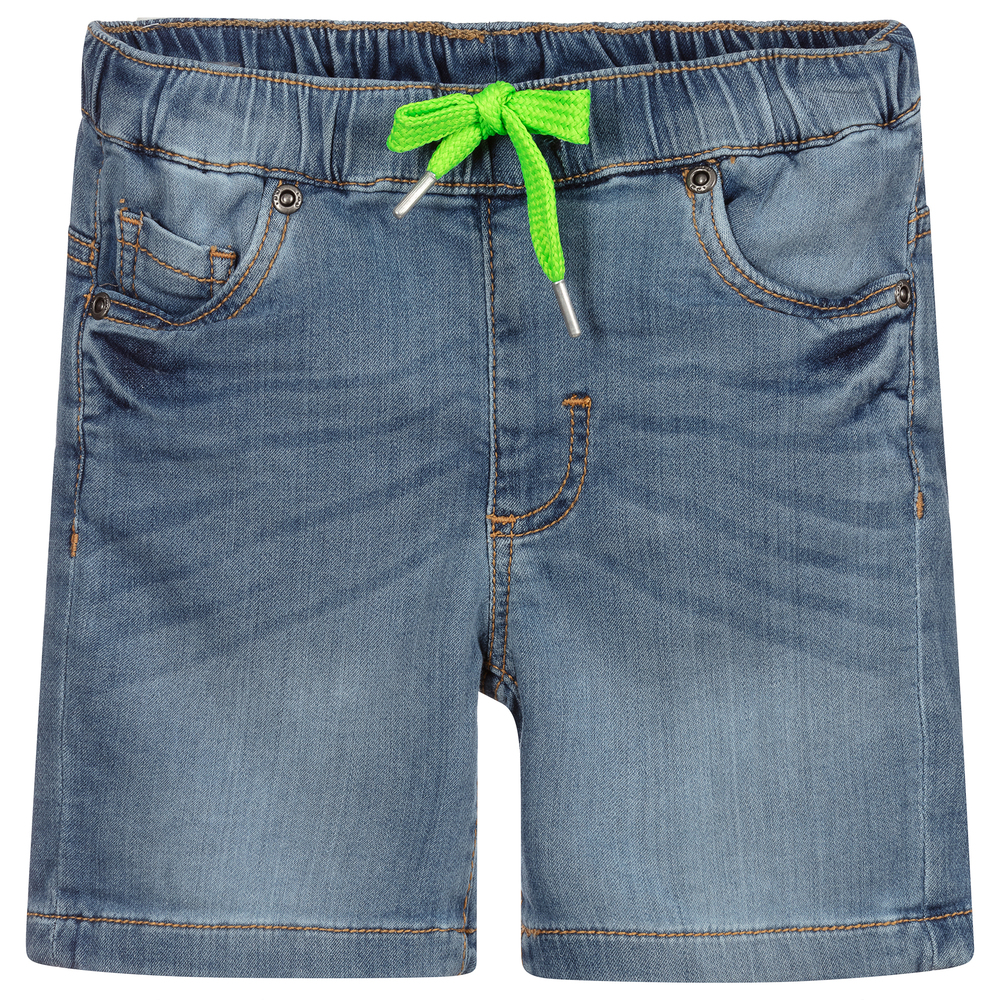 iDO Baby - Blaue, gewaschene Denim-Jersey-Shorts | Childrensalon