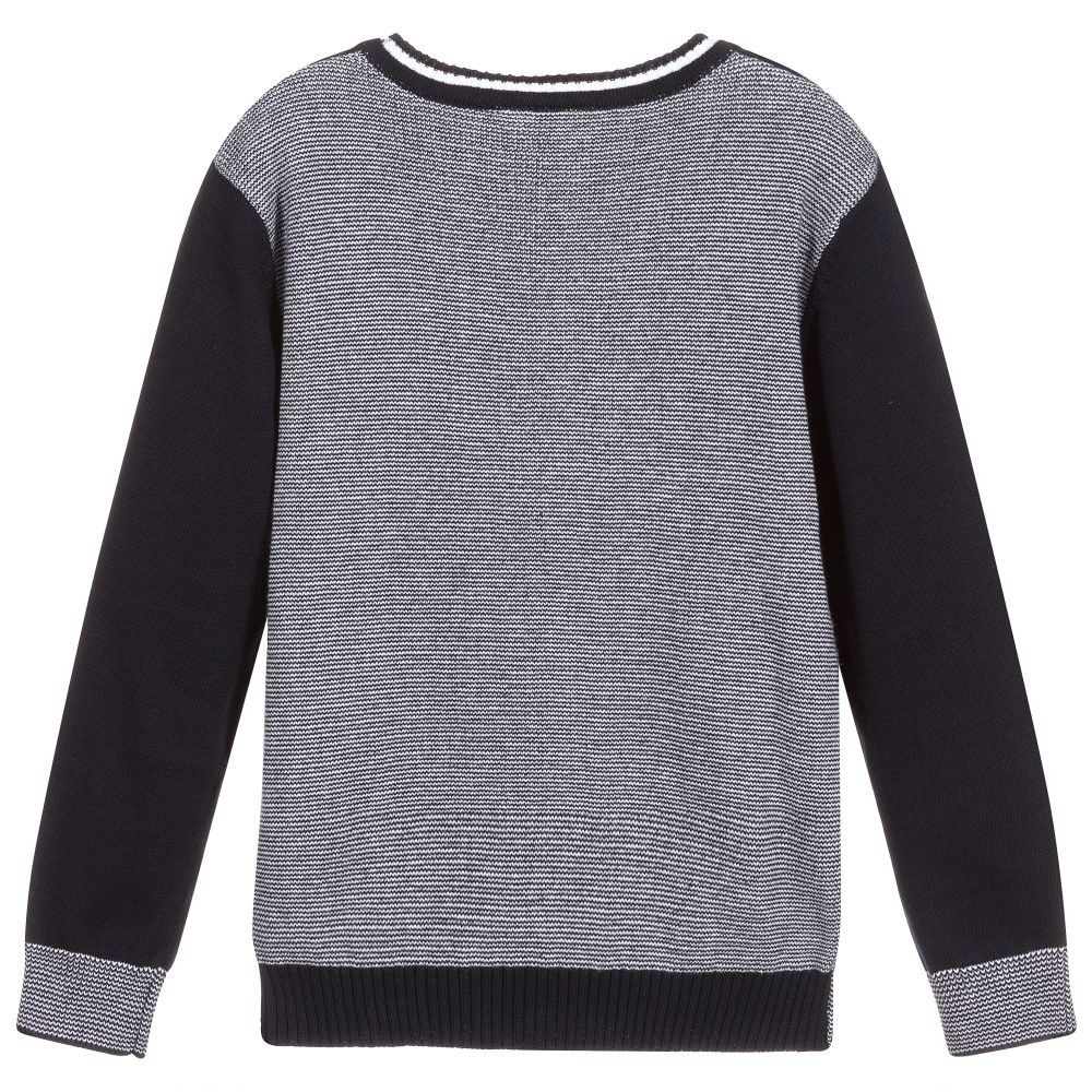 iDO Baby-Blue Knitted Cotton Sweater | Childrensalon Outlet