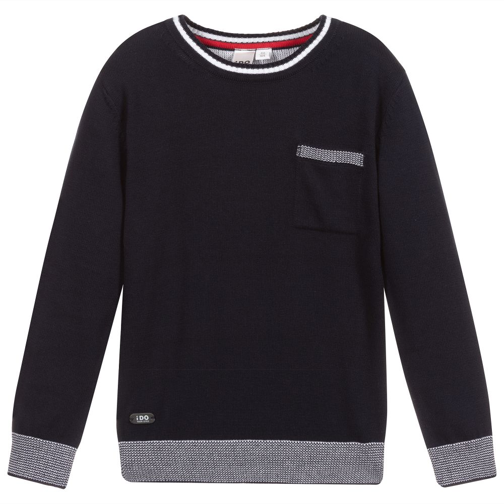 iDO Малыши-Blue Knitted Cotton Sweater | Childrensalon Outlet