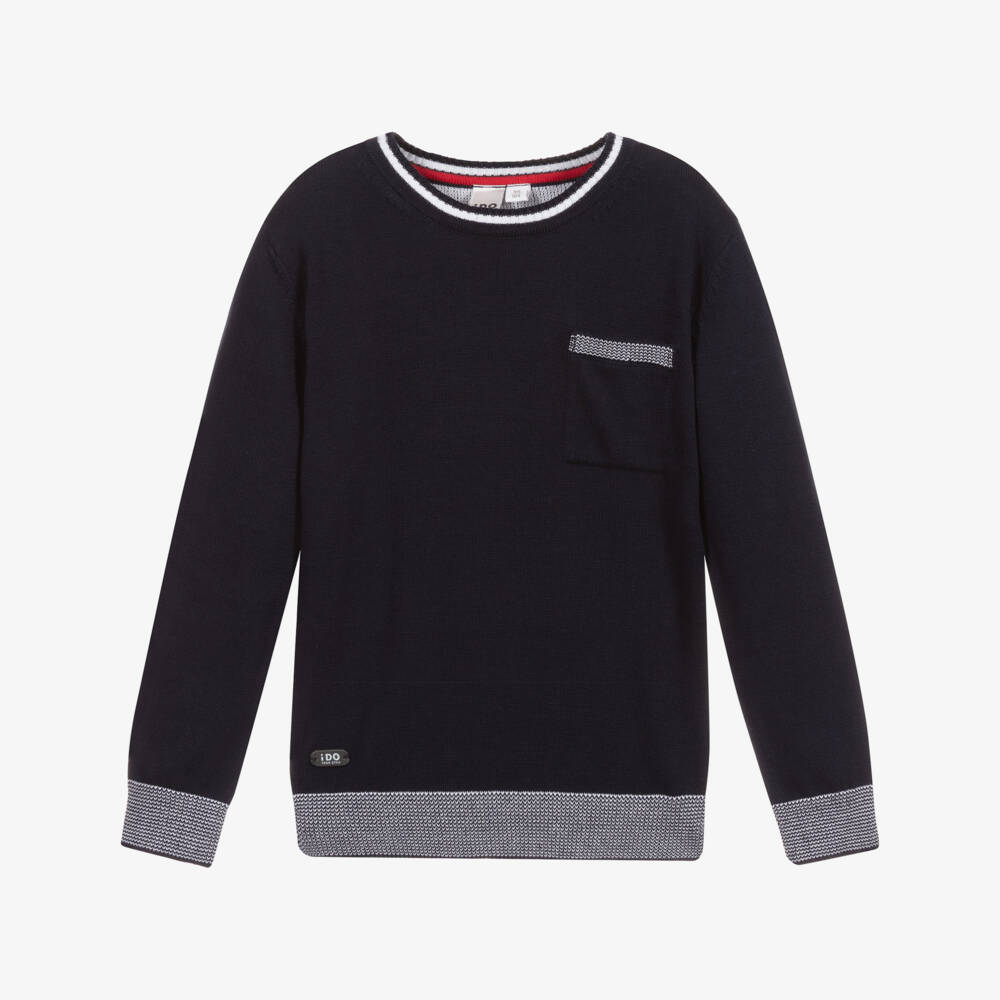 iDO Baby-Blue Knitted Cotton Sweater | Childrensalon Outlet