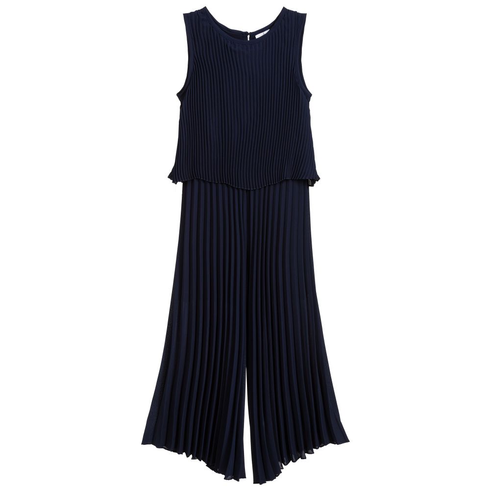 iDO Для младших-Blue Pleated Crêpe Jumpsuit | Childrensalon Outlet
