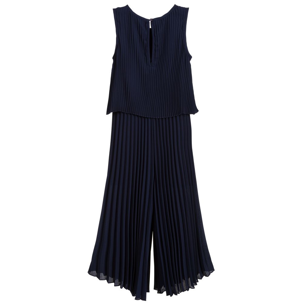 iDO Junior-Blue Pleated Crêpe Jumpsuit | Childrensalon Outlet