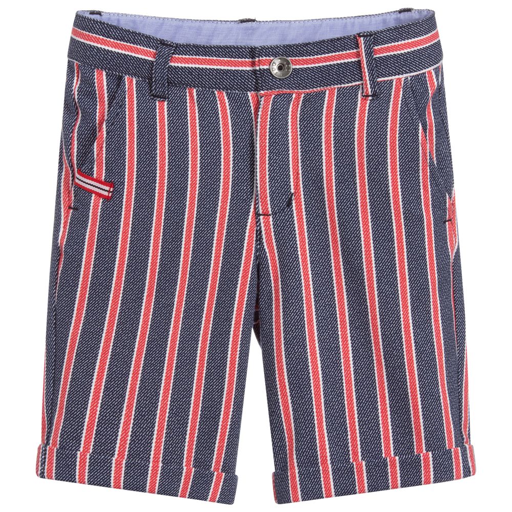 iDO Baby - Blue & Red Striped Shorts | Childrensalon