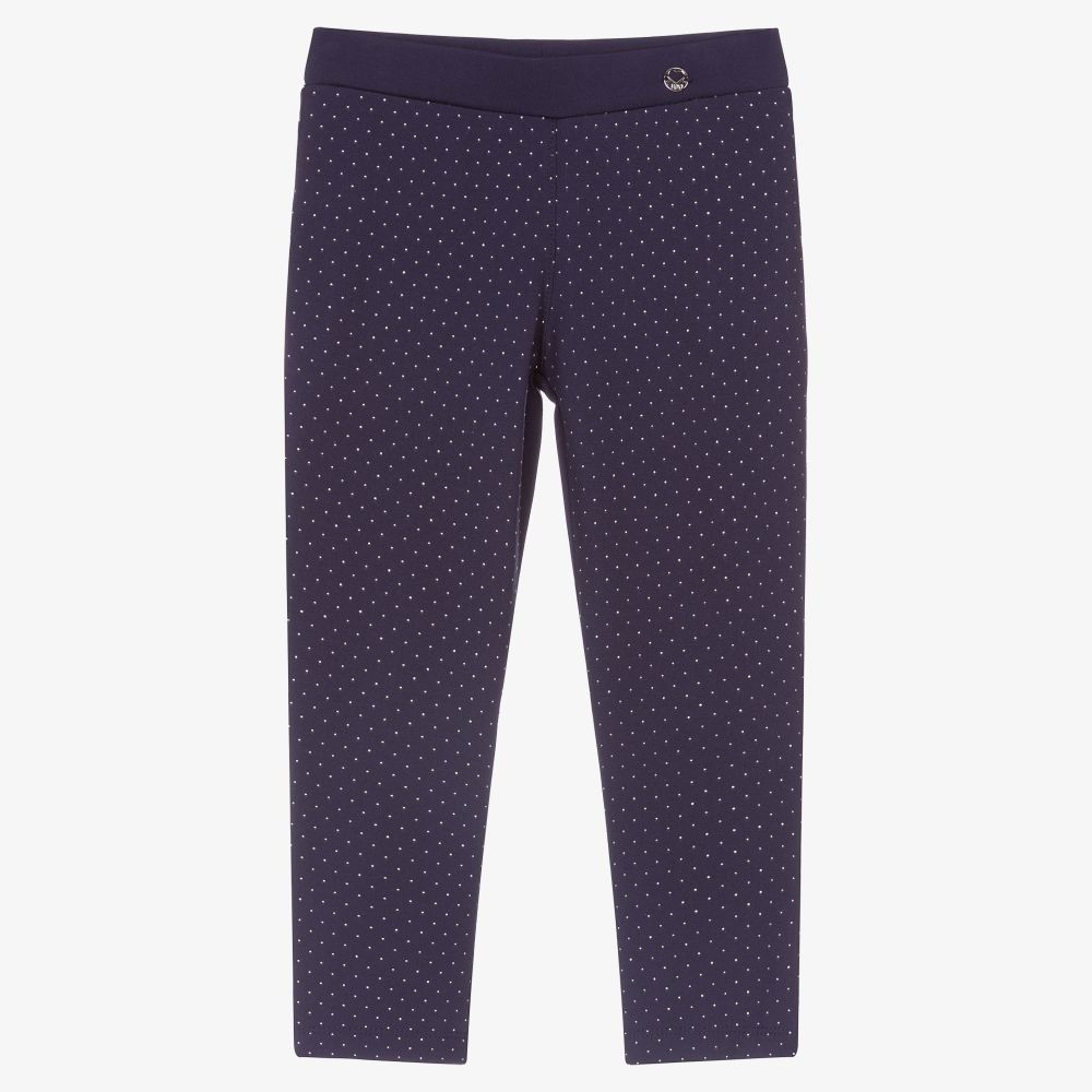 iDO Junior - Blue & Silver Studded Leggings | Childrensalon