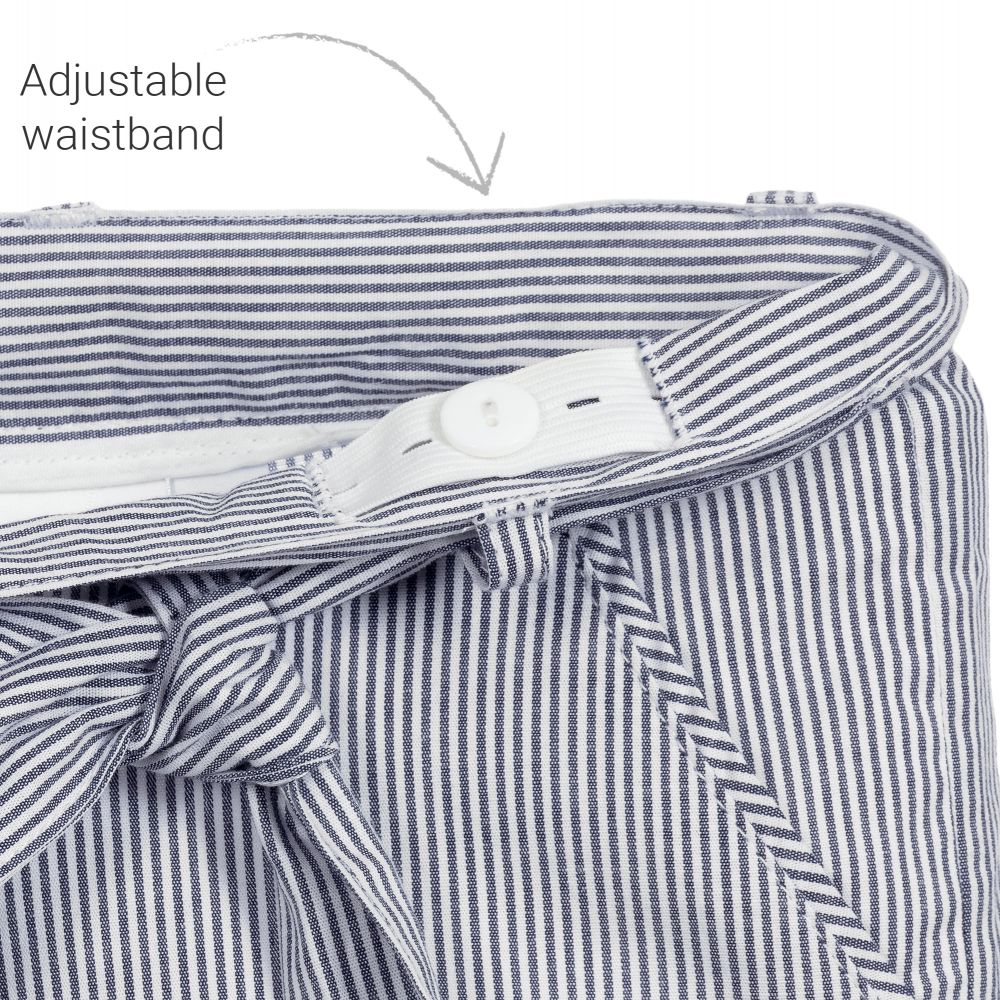 iDO Малыши-Blue Striped Cotton Shorts | Childrensalon Outlet