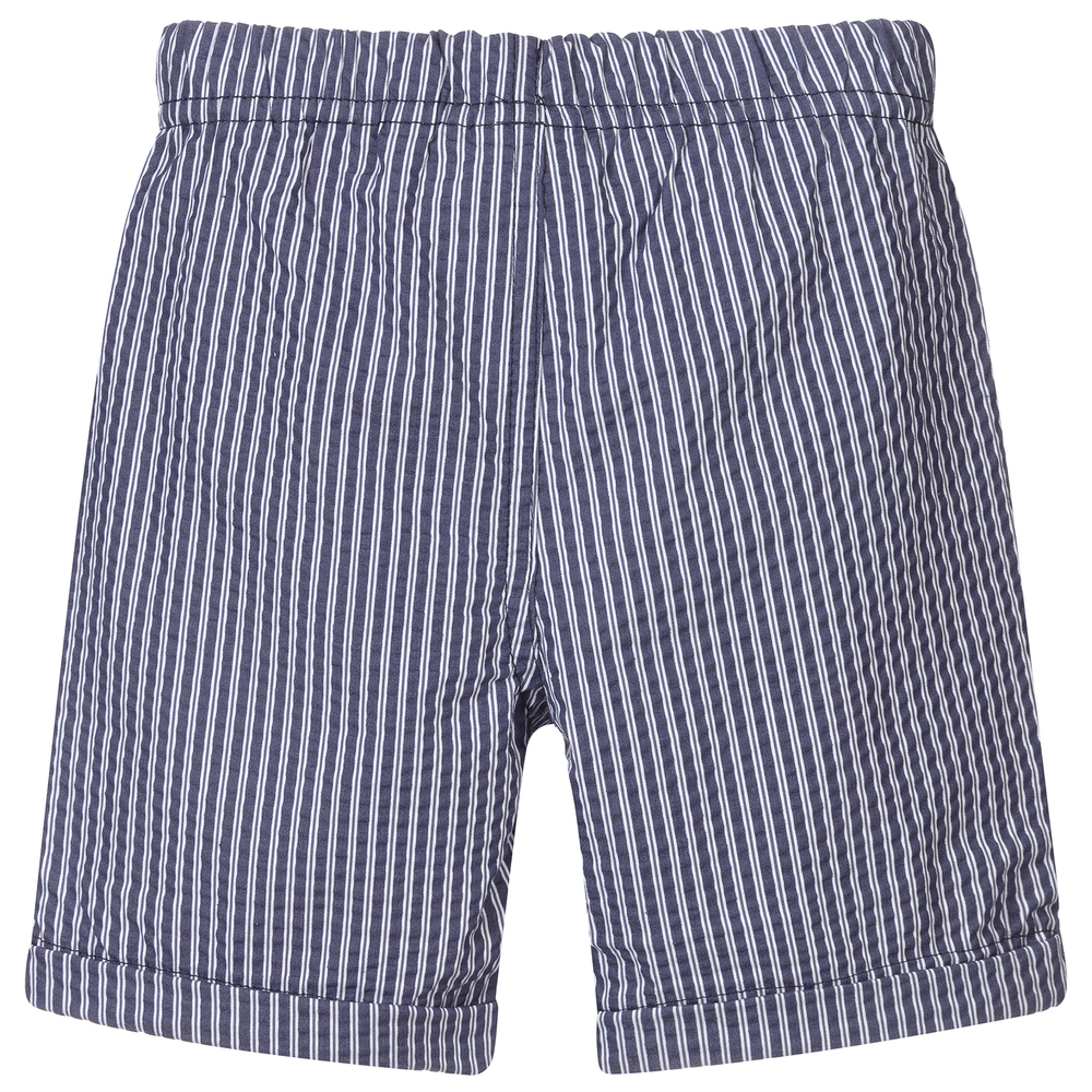 iDO Baby-Blue Striped Cotton Shorts | Childrensalon Outlet