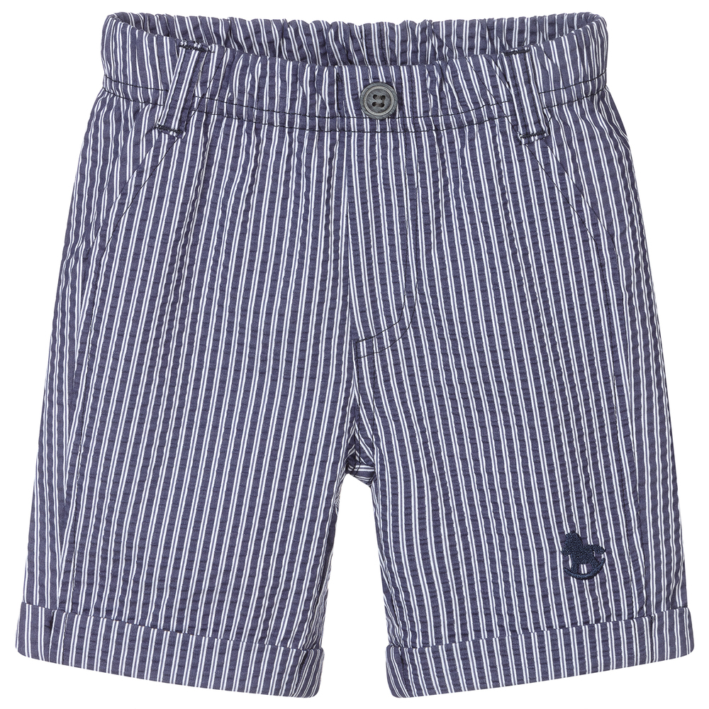 iDO Baby - Blue Striped Cotton Shorts | Childrensalon Outlet