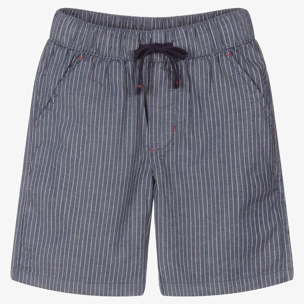 iDO Junior - Blue Striped Cotton Shorts | Childrensalon