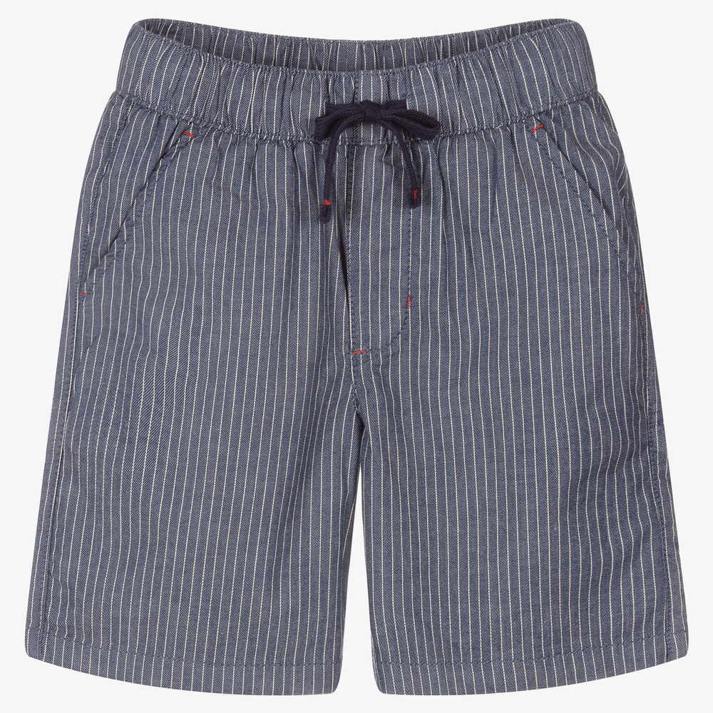 iDO Для младших-Blue Striped Cotton Shorts | Childrensalon Outlet
