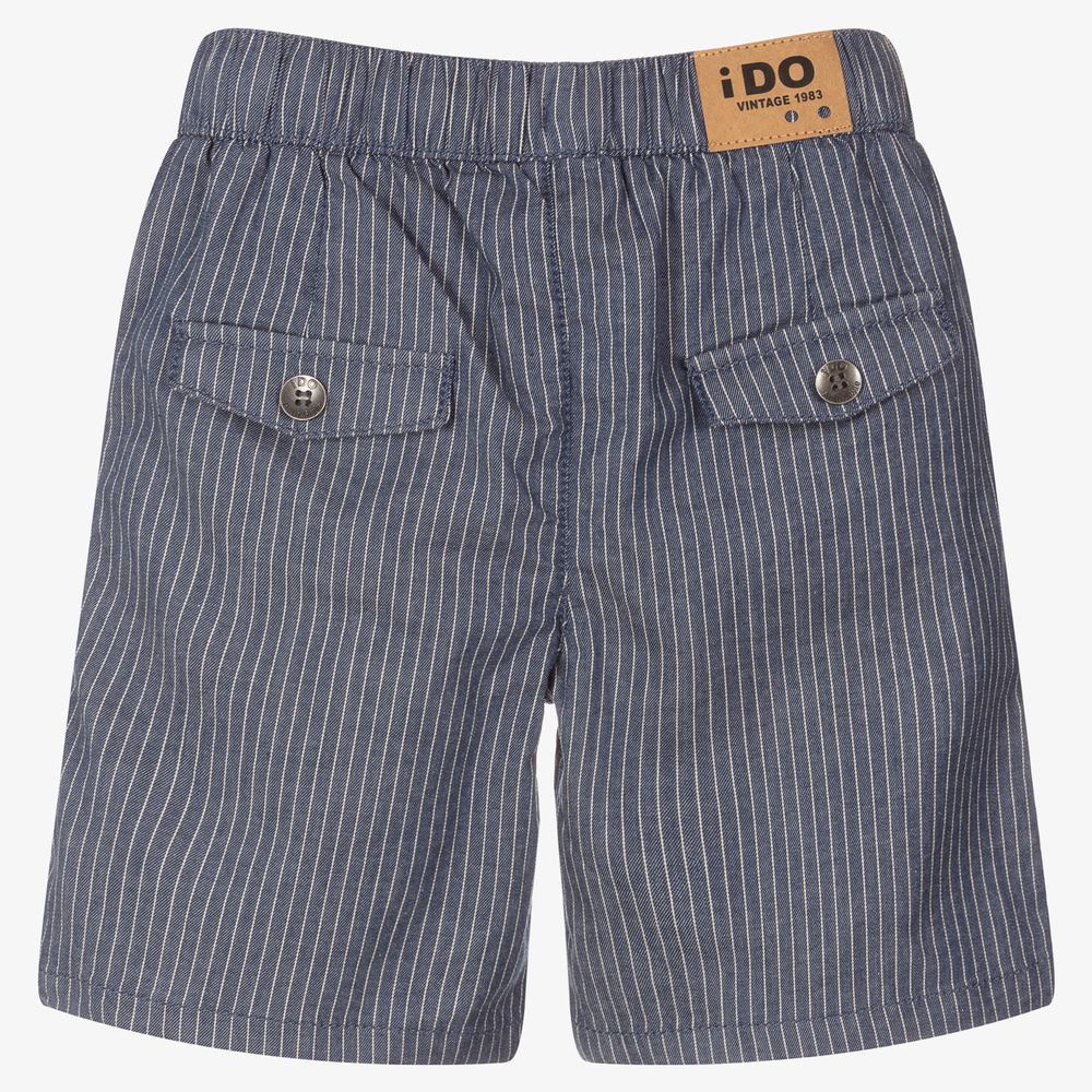 iDO Junior-Blue Striped Cotton Shorts | Childrensalon Outlet