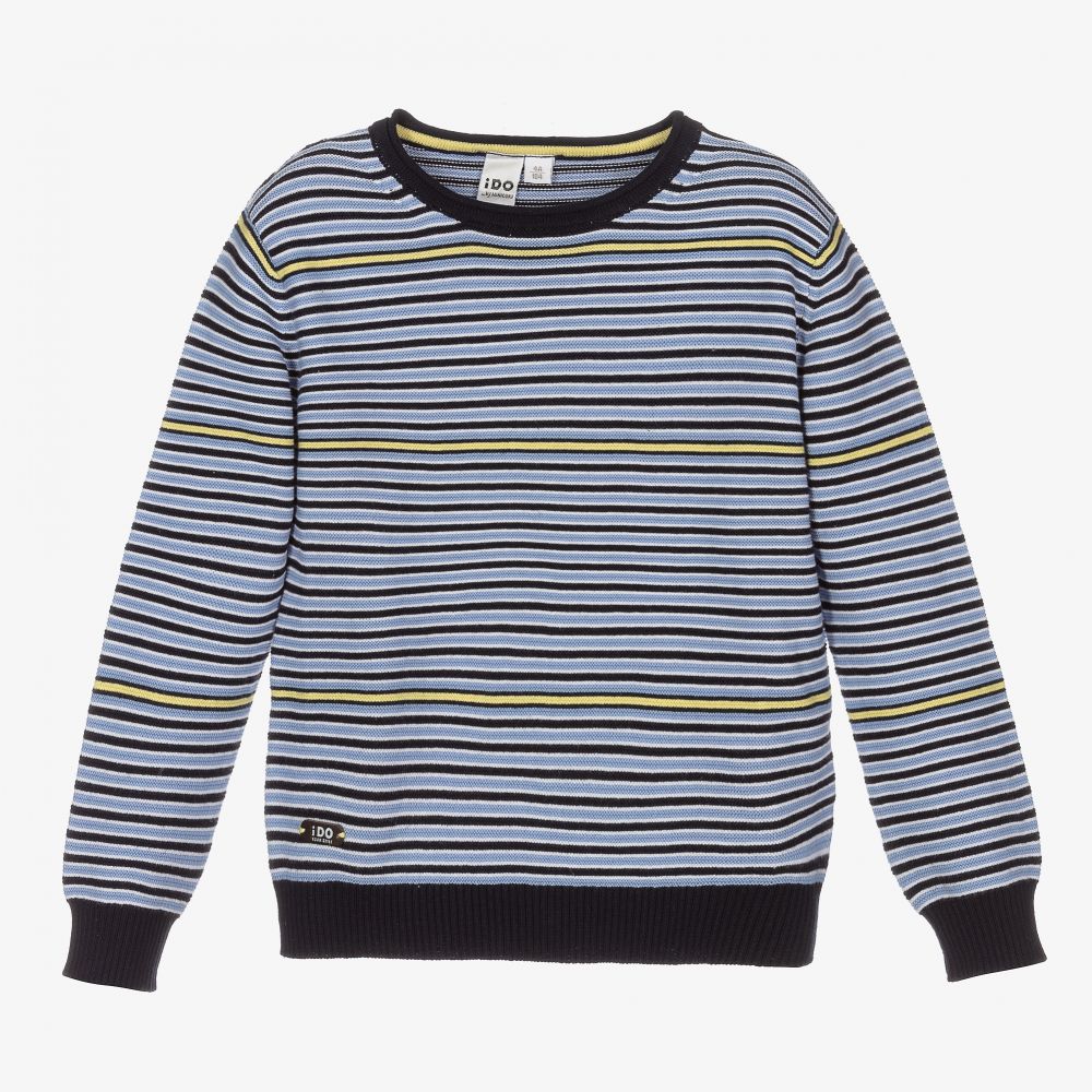 iDO Baby - Blue Striped Cotton Sweater | Childrensalon