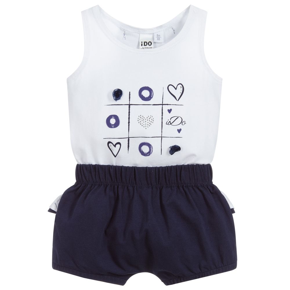 iDO Mini - Blue & White Baby Shorts Set | Childrensalon