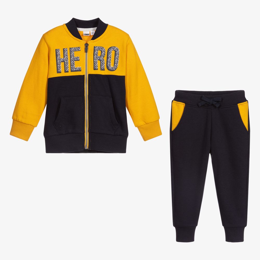 iDO Baby-Blue & Yellow Cotton Tracksuit | Childrensalon Outlet
