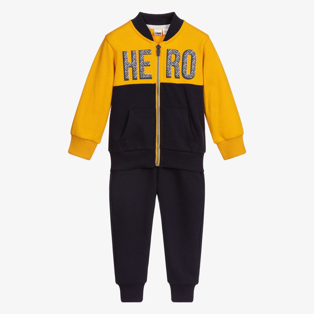 iDO Baby - Blue & Yellow Cotton Tracksuit | Childrensalon