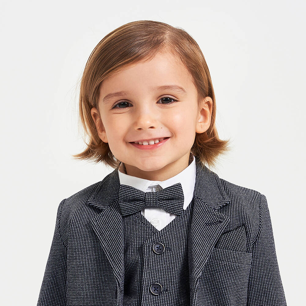 آي دو Baby-طقم ربطة عنق ومنديل جيب لون كحلي ورمادي للأولاد | Childrensalon Outlet