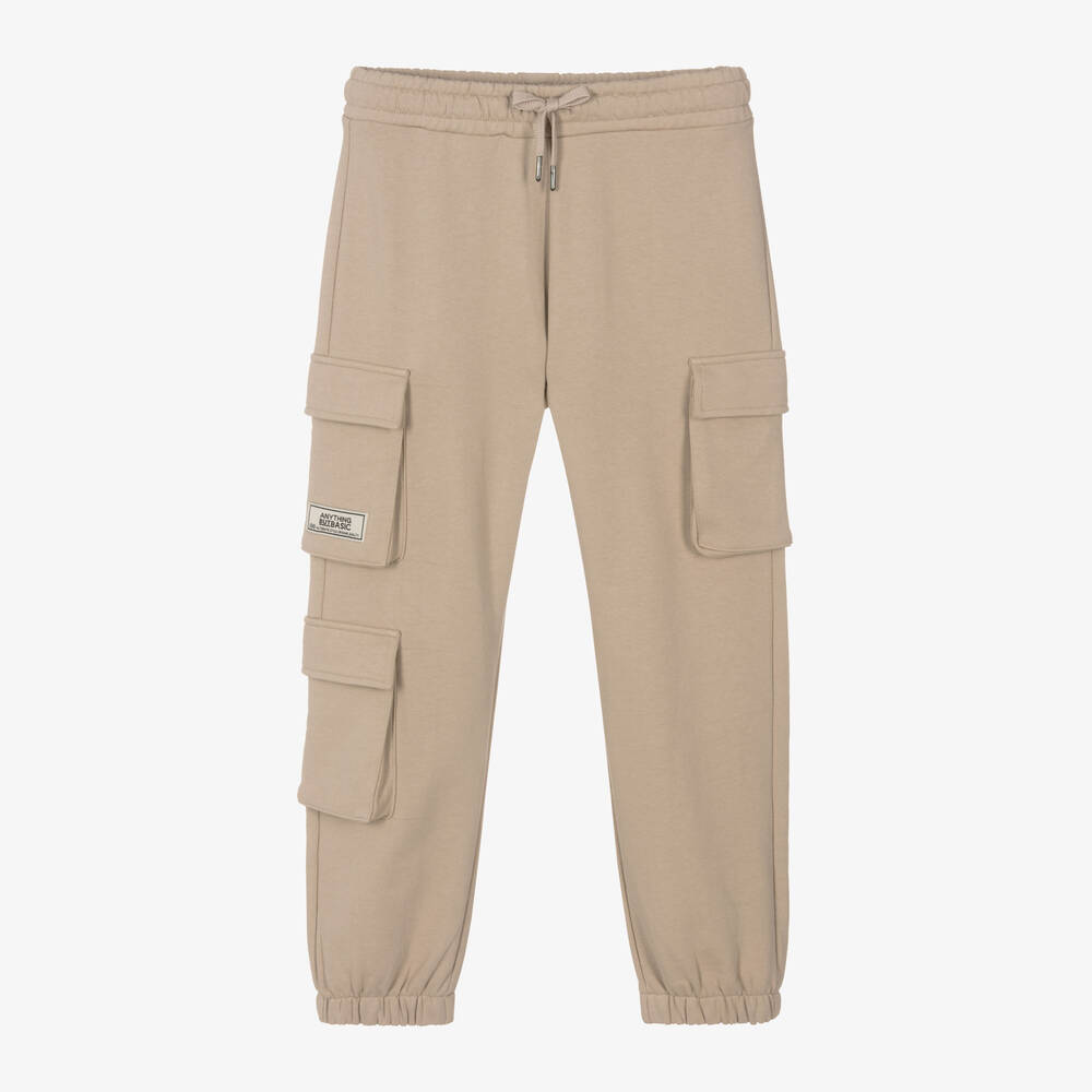 iDO Junior-Boys Beige Cotton Cargo Joggers | Childrensalon Outlet
