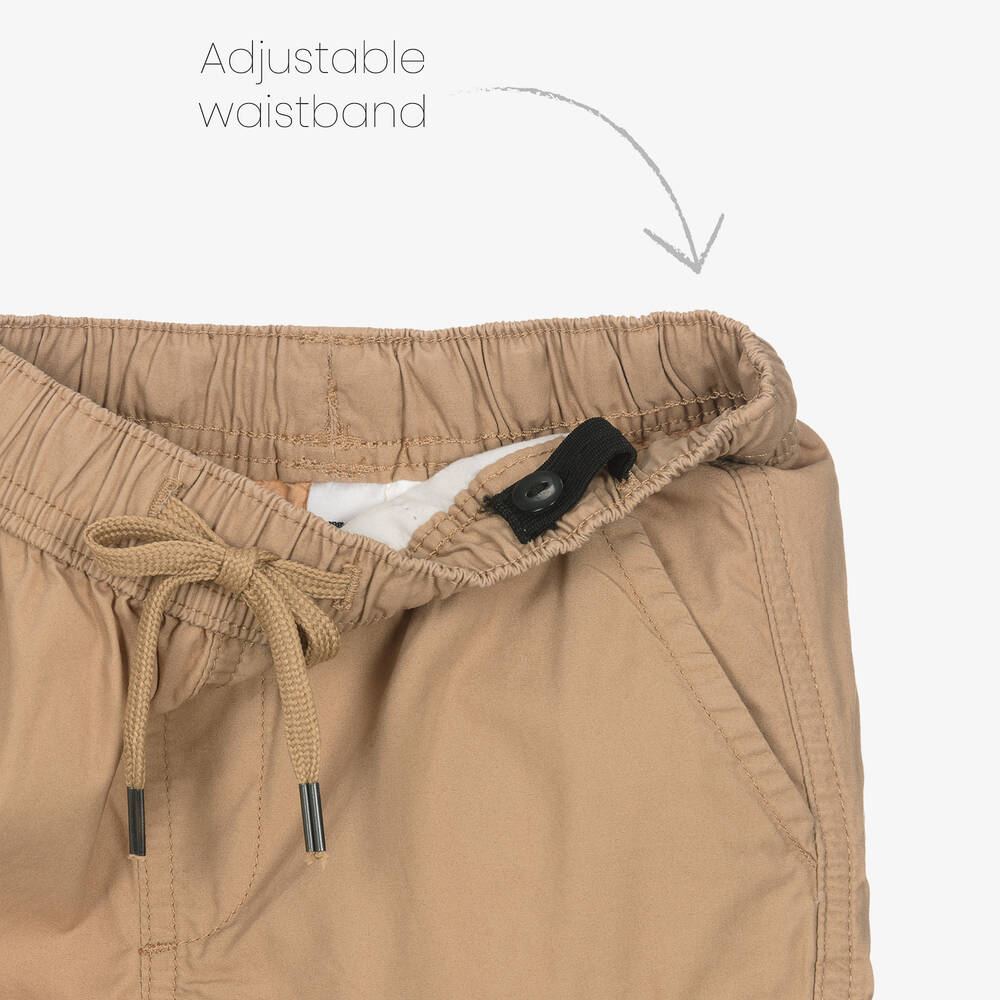 iDO Junior-Boys Beige Cotton Cargo Shorts | Childrensalon Outlet