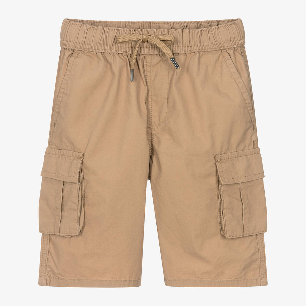 iDO Junior-Boys Beige Cotton Cargo Shorts | Childrensalon Outlet