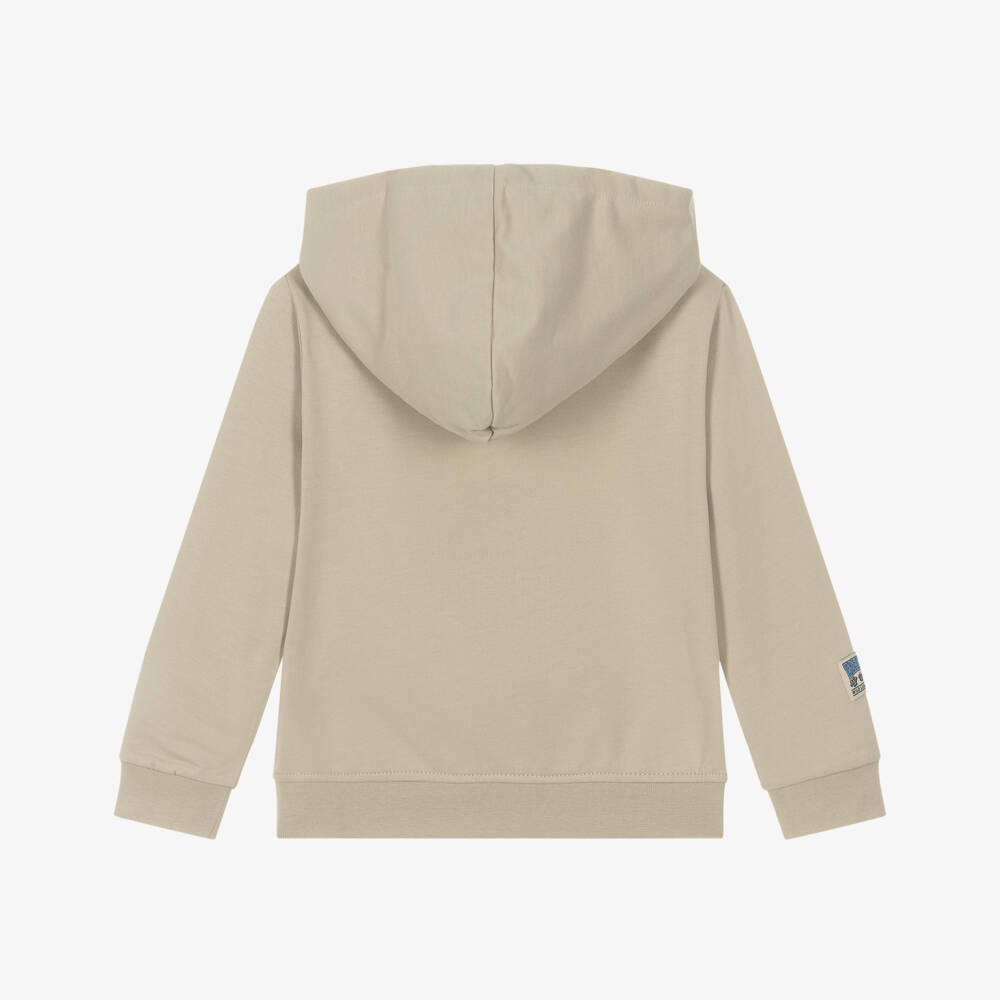 iDO-Boys Beige Cotton Varsity Hoodie | Childrensalon Outlet